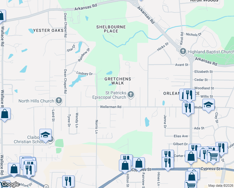 map of restaurants, bars, coffee shops, grocery stores, and more near 113 Gretchen's Walk in West Monroe