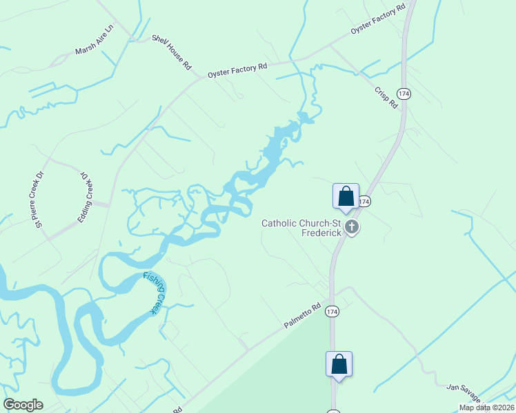 map of restaurants, bars, coffee shops, grocery stores, and more near 491 South Carolina 174 in Edisto Island