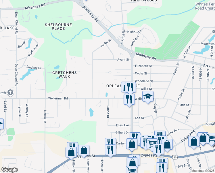 map of restaurants, bars, coffee shops, grocery stores, and more near 1616 Wellerman Road in West Monroe