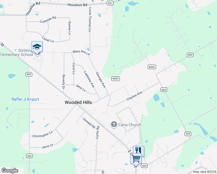 map of restaurants, bars, coffee shops, grocery stores, and more near 905 Georgia Avenue in Burleson