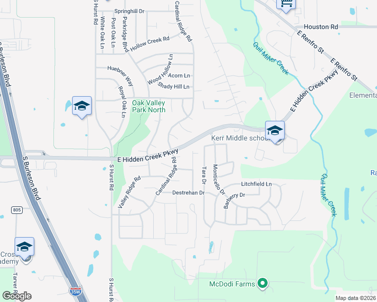 map of restaurants, bars, coffee shops, grocery stores, and more near 1004 Garden Ridge Drive in Burleson