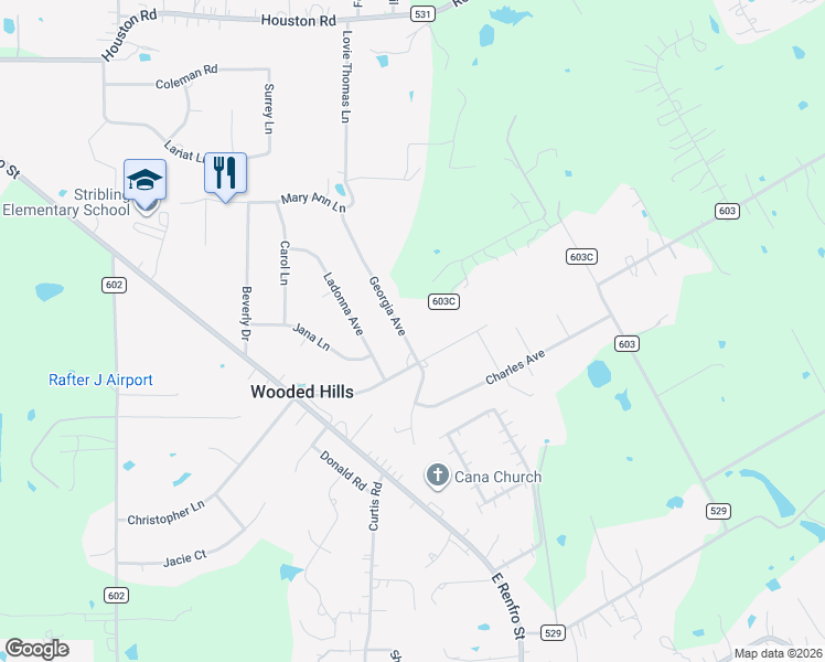 map of restaurants, bars, coffee shops, grocery stores, and more near 905 Georgia Avenue in Burleson