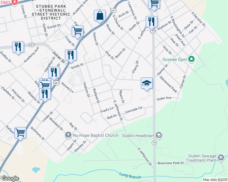 map of restaurants, bars, coffee shops, grocery stores, and more near 1100 South Jefferson Street in Dublin