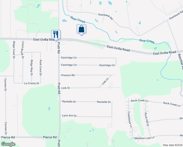 map of restaurants, bars, coffee shops, grocery stores, and more near 836 Preston Road in Red Oak
