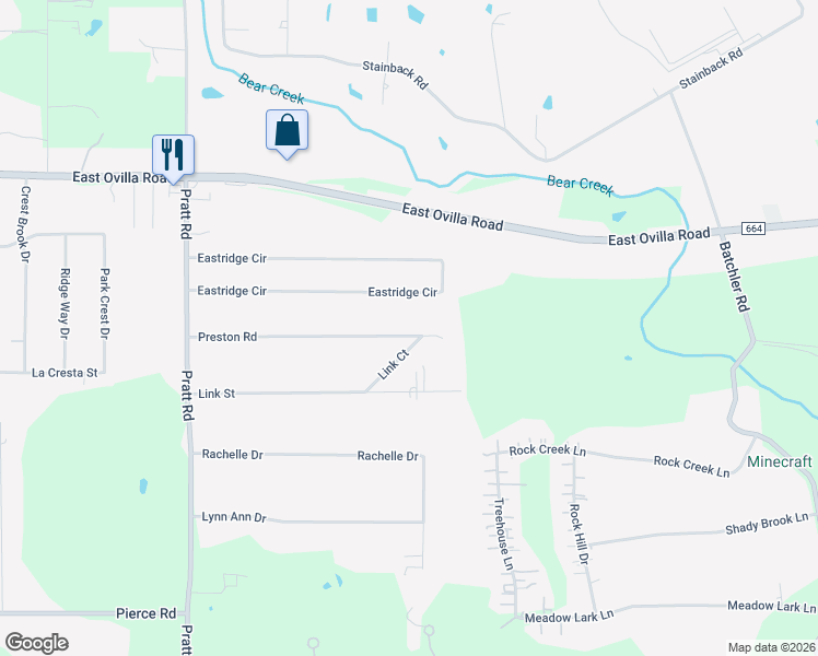 map of restaurants, bars, coffee shops, grocery stores, and more near 854 Preston Road in Red Oak