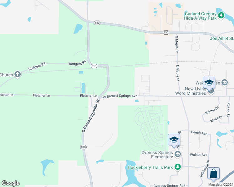 map of restaurants, bars, coffee shops, grocery stores, and more near 2899 West Barnett Springs Avenue in Ruston