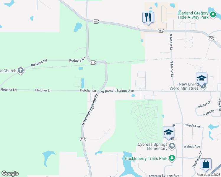 map of restaurants, bars, coffee shops, grocery stores, and more near 2899 West Barnett Springs Avenue in Ruston