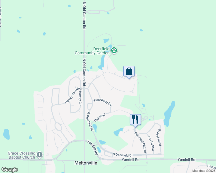 map of restaurants, bars, coffee shops, grocery stores, and more near 413 Meadowgreen Lane in Canton