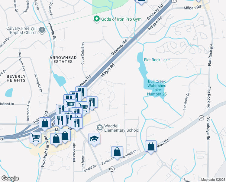 map of restaurants, bars, coffee shops, grocery stores, and more near 6510 Thea Lane in Columbus