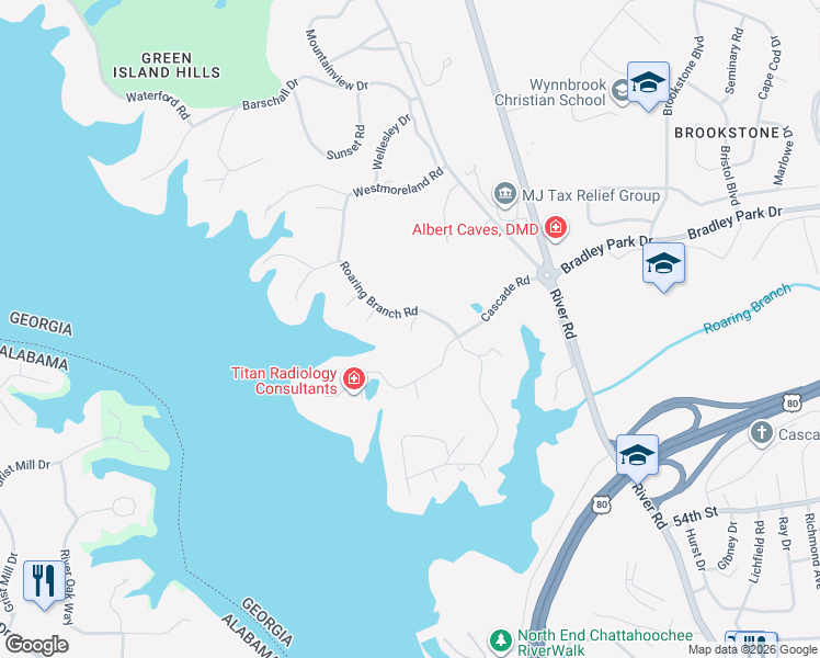 map of restaurants, bars, coffee shops, grocery stores, and more near 5749 Roaring Branch Road in Columbus