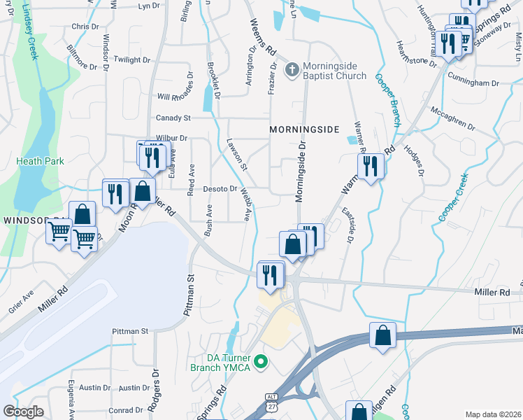 map of restaurants, bars, coffee shops, grocery stores, and more near 4462 Desoto Drive in Columbus