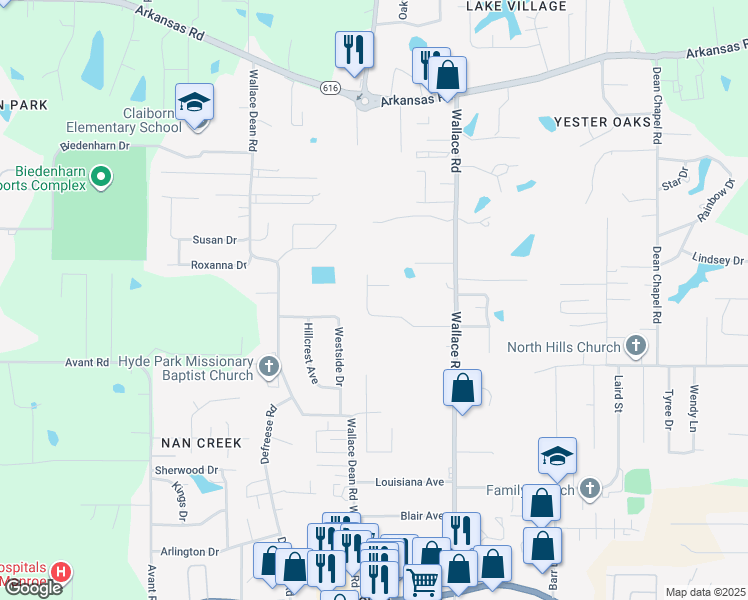 map of restaurants, bars, coffee shops, grocery stores, and more near 373-399 Chadwick Dr in West Monroe