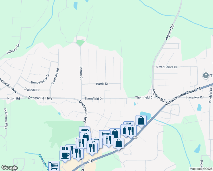 map of restaurants, bars, coffee shops, grocery stores, and more near 206 Harris Drive in Millbrook
