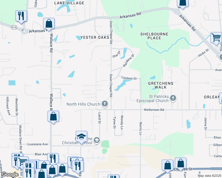 map of restaurants, bars, coffee shops, grocery stores, and more near 1005 Dean Chapel Road in West Monroe