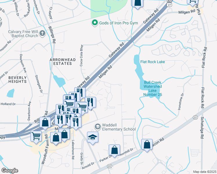 map of restaurants, bars, coffee shops, grocery stores, and more near 6313 Thea Lane in Columbus