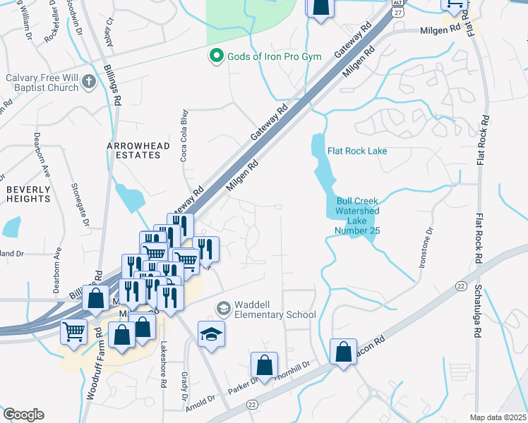 map of restaurants, bars, coffee shops, grocery stores, and more near 6515 Thea Lane in Columbus