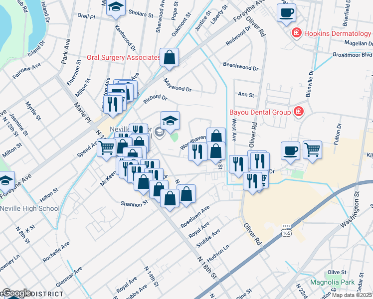 map of restaurants, bars, coffee shops, grocery stores, and more near 1702 Heritage Circle in Monroe