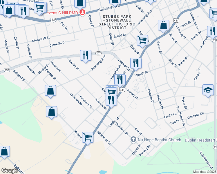 map of restaurants, bars, coffee shops, grocery stores, and more near 204 Hamilton Street in Dublin