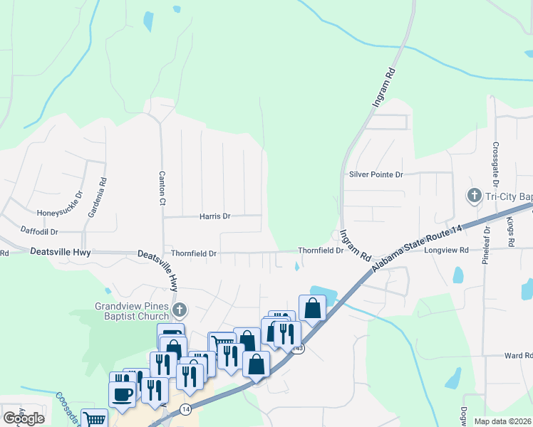 map of restaurants, bars, coffee shops, grocery stores, and more near 319 Harris Drive in Millbrook