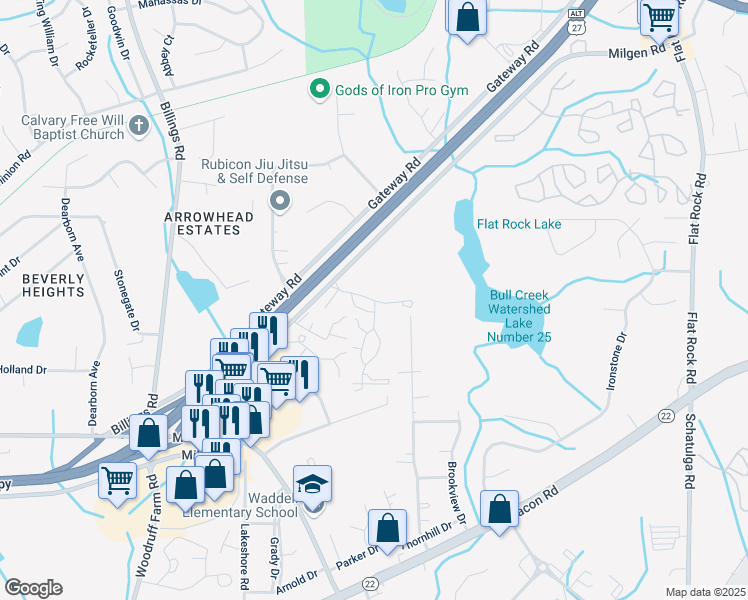 map of restaurants, bars, coffee shops, grocery stores, and more near 6313 Thea Lane in Columbus