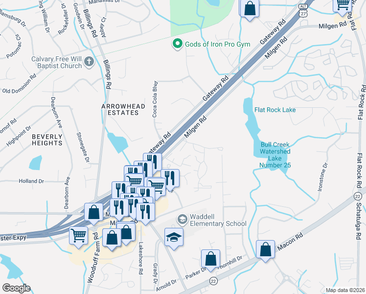 map of restaurants, bars, coffee shops, grocery stores, and more near 5825 Thea Lane in Columbus