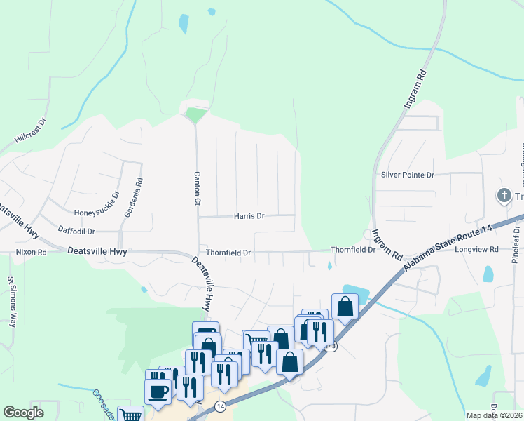 map of restaurants, bars, coffee shops, grocery stores, and more near 213 Harris Drive in Millbrook