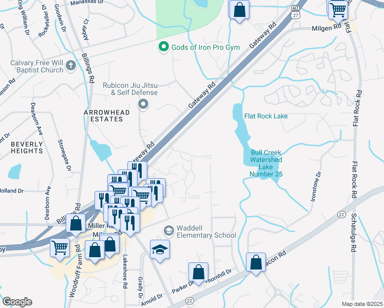 map of restaurants, bars, coffee shops, grocery stores, and more near 6315 Thea Lane in Columbus