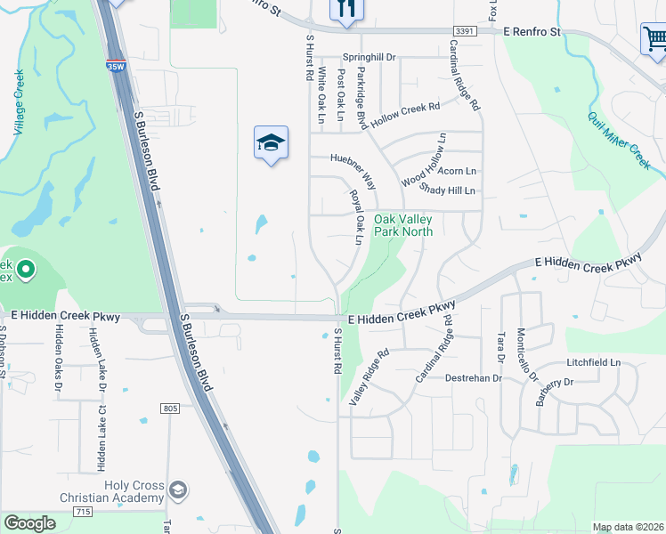 map of restaurants, bars, coffee shops, grocery stores, and more near 700 Lone Oak Court in Burleson