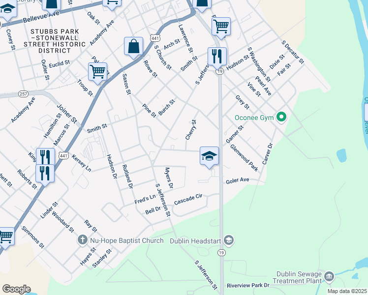 map of restaurants, bars, coffee shops, grocery stores, and more near 201 West Garner Street in Dublin