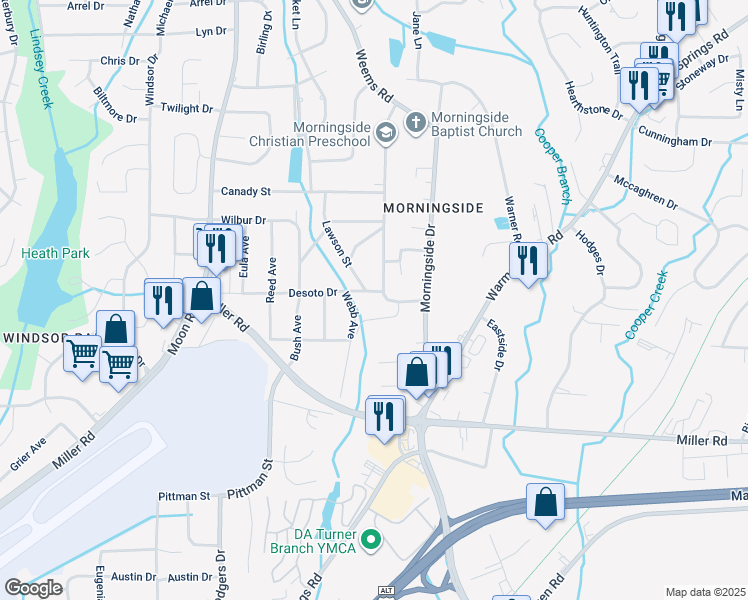 map of restaurants, bars, coffee shops, grocery stores, and more near 4462 Desoto Dr in Columbus