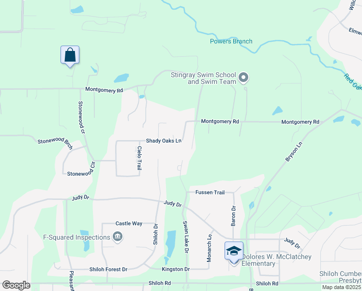 map of restaurants, bars, coffee shops, grocery stores, and more near 6410 Shady Oaks Lane in Midlothian