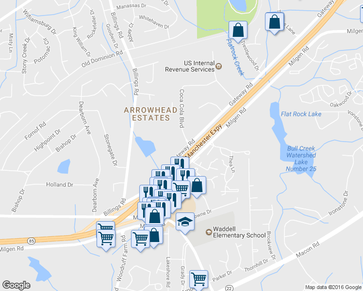 map of restaurants, bars, coffee shops, grocery stores, and more near 6061 Gateway Road in Columbus