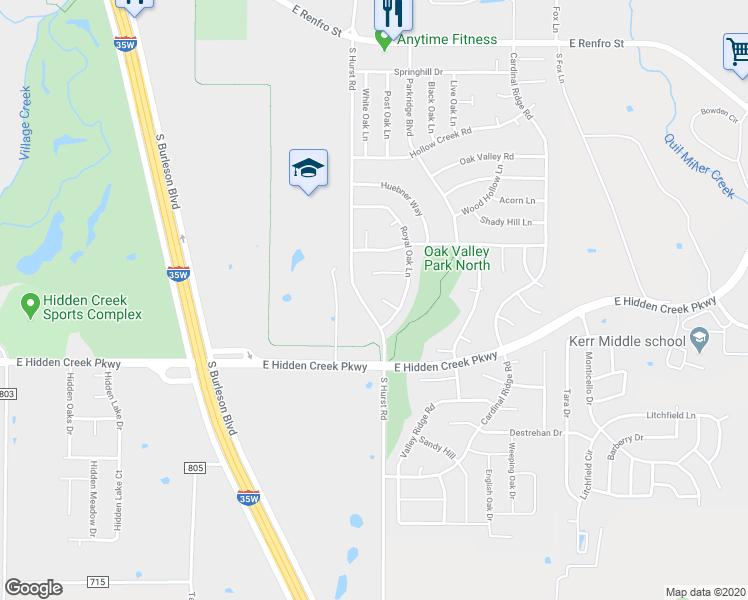 map of restaurants, bars, coffee shops, grocery stores, and more near 700 Lone Oak Court in Burleson