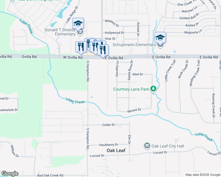 map of restaurants, bars, coffee shops, grocery stores, and more near 3021 Dorothy Lane in Glenn Heights