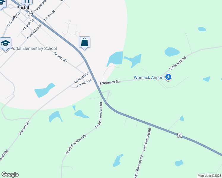 map of restaurants, bars, coffee shops, grocery stores, and more near 137 Airport Lane in Portal