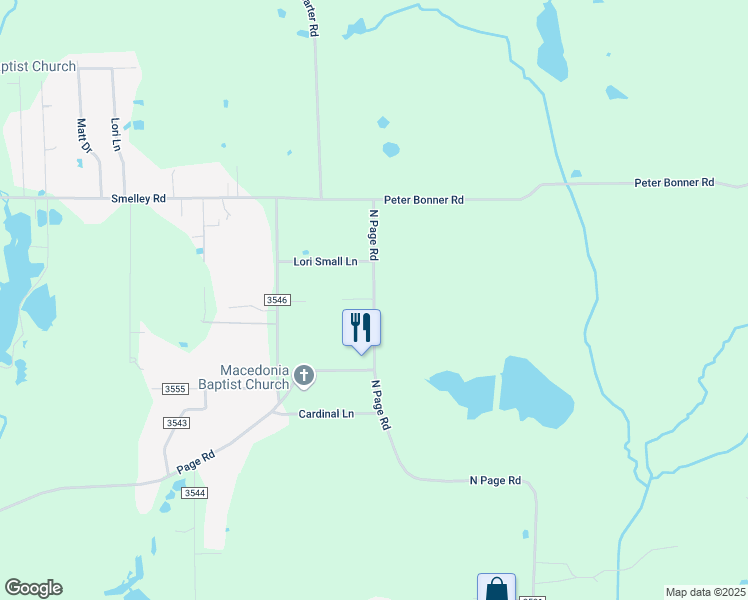 map of restaurants, bars, coffee shops, grocery stores, and more near 2379 North Page Road in Longview