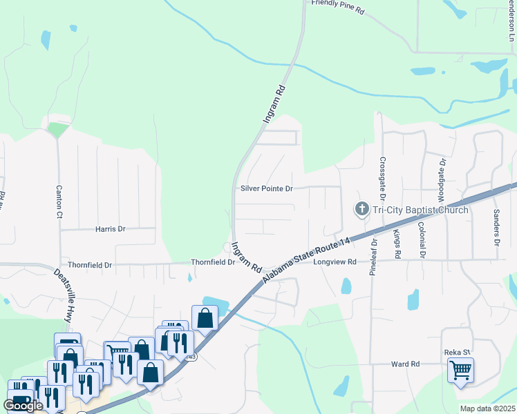 map of restaurants, bars, coffee shops, grocery stores, and more near 80 Pine Meadows Circle in Elmore