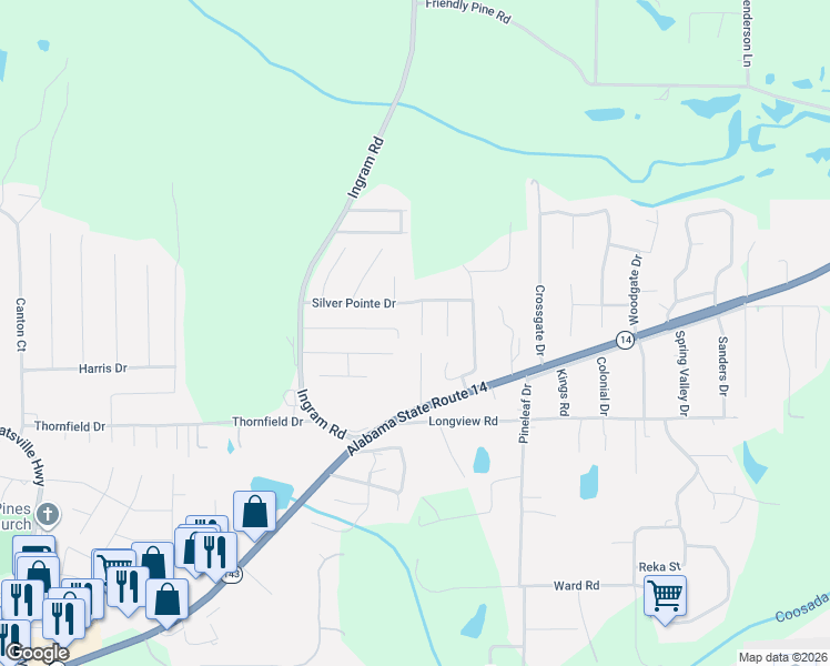 map of restaurants, bars, coffee shops, grocery stores, and more near 230 Silver Pointe Drive in Elmore