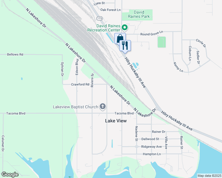 map of restaurants, bars, coffee shops, grocery stores, and more near 4477 North Lakeshore Drive in Shreveport