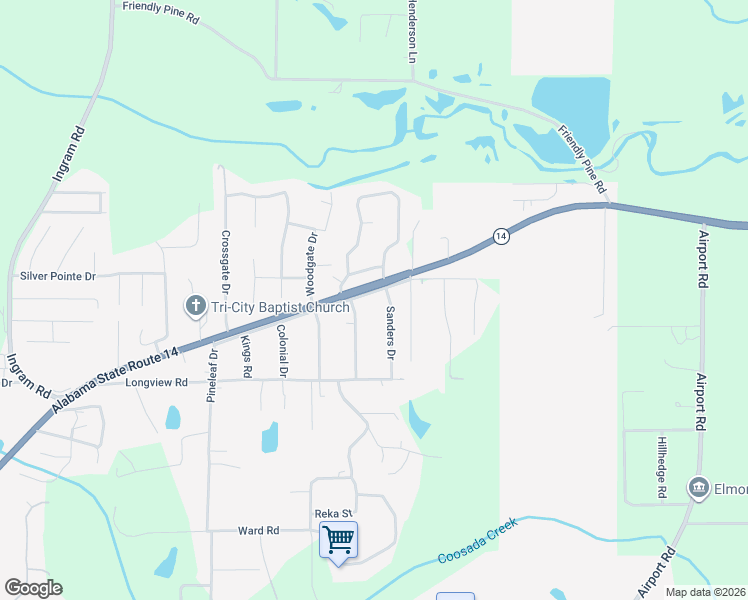 map of restaurants, bars, coffee shops, grocery stores, and more near Highway 143 in Elmore