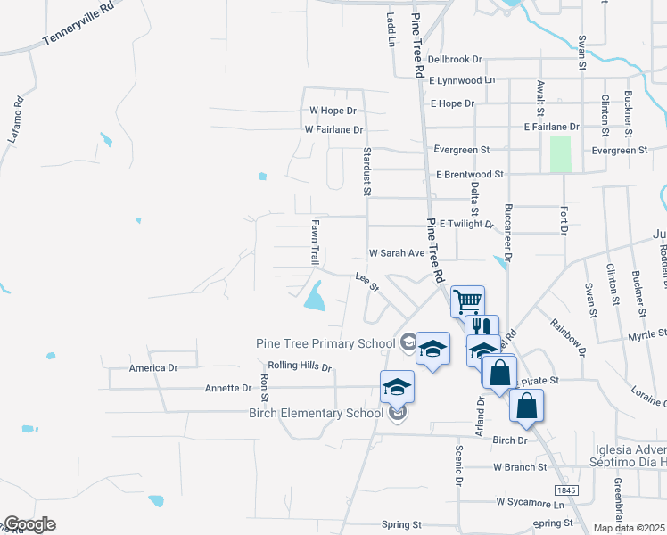 map of restaurants, bars, coffee shops, grocery stores, and more near 2004 Lee Street in Longview