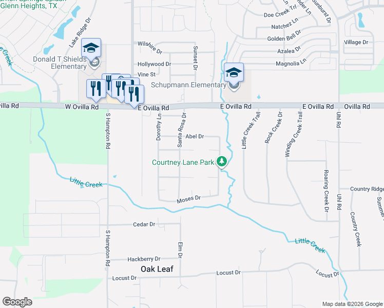map of restaurants, bars, coffee shops, grocery stores, and more near 217 Jacob Court in Glenn Heights