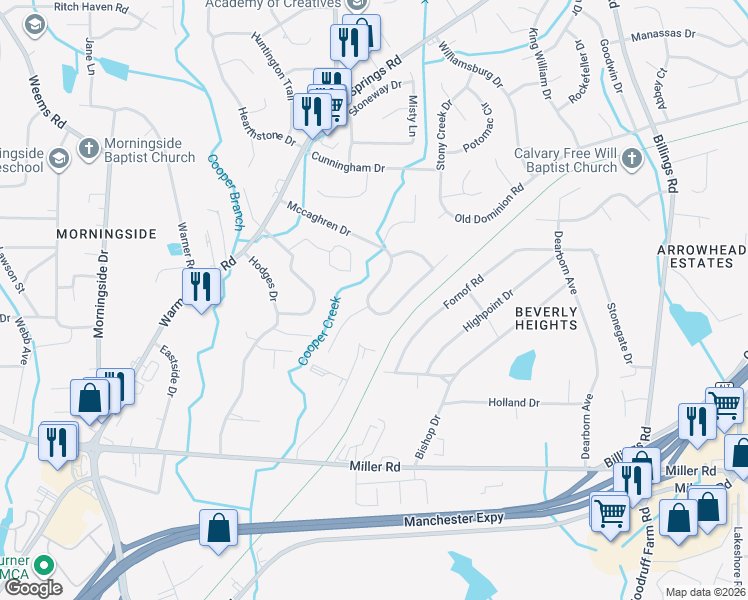map of restaurants, bars, coffee shops, grocery stores, and more near 5299 Mccaghren Drive in Columbus
