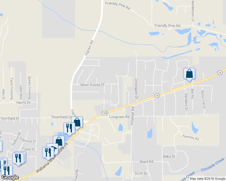 map of restaurants, bars, coffee shops, grocery stores, and more near 53 Zachary Circle in Elmore