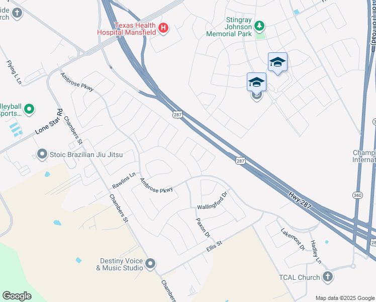 map of restaurants, bars, coffee shops, grocery stores, and more near 2600 Creswick Drive in Venus