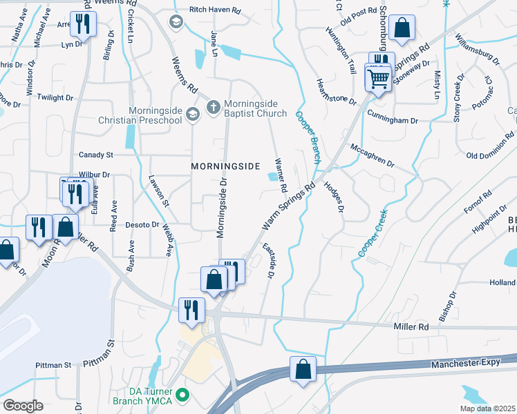 map of restaurants, bars, coffee shops, grocery stores, and more near 4532 Warner Court in Columbus