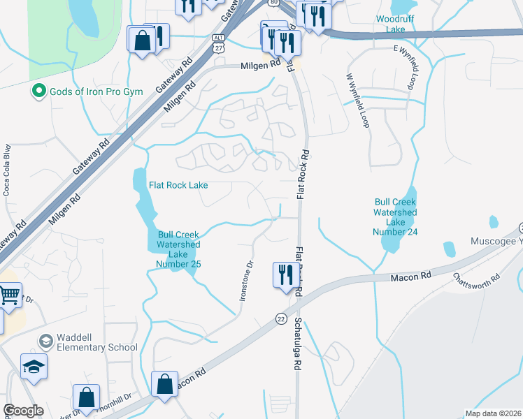 map of restaurants, bars, coffee shops, grocery stores, and more near 5925 Ironstone Drive in Columbus