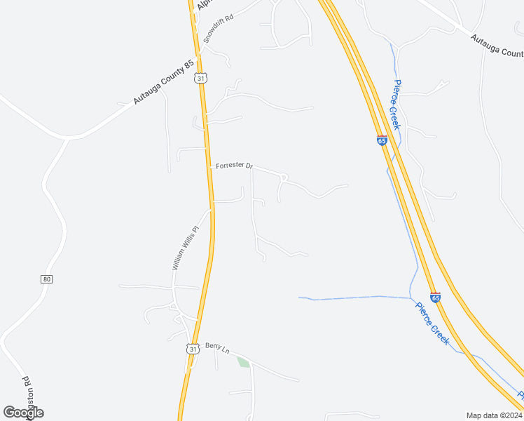 map of restaurants, bars, coffee shops, grocery stores, and more near 1546 Kimberly Lane in Prattville
