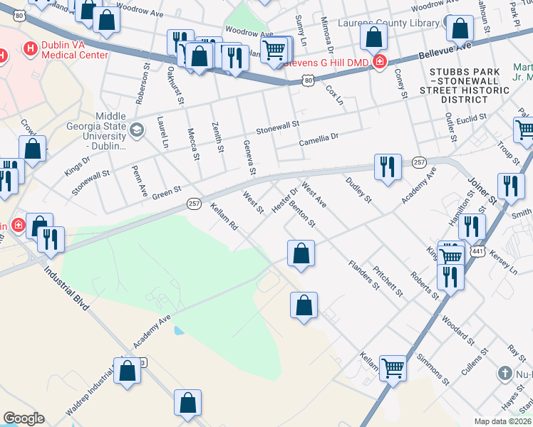 map of restaurants, bars, coffee shops, grocery stores, and more near 1 Hester Drive in Dublin