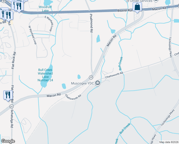 map of restaurants, bars, coffee shops, grocery stores, and more near 5905 Psalmond Road in Columbus